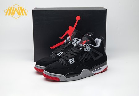 Air Jordan 4 Retro Bred 2019 black and red bull basketball shoes couple models SIZE: 40-50.5
