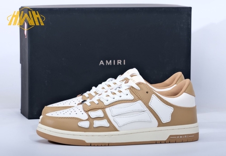 AMIRI Skel Top Low "White brown" Size 40-45