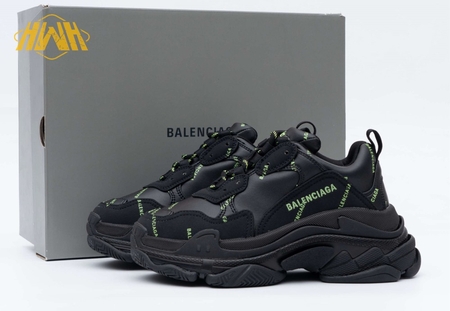 Balenciaga Triple S Allover Logo Black Green(W) SIZE: 35-45