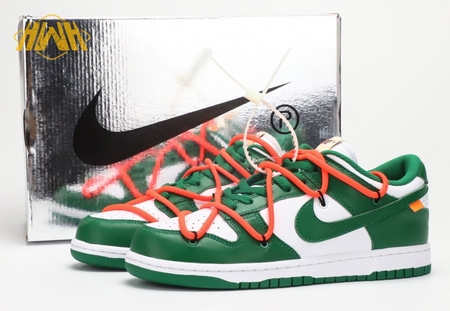 OFF-WHITE x NIKE DUNK LOW LTHR OW white green