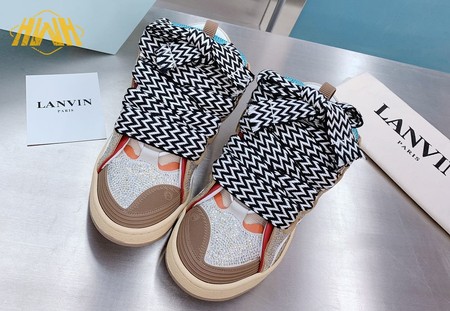 LANVIN Curb sneakers in Leather and strass beige STRA-H2105 Size 35-45