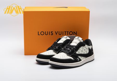 Travis Scott x Fragment Design x Air Jordan 1 Low OG SP LV Black Off White Grey LX1988-200 size 36-46