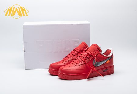 NIKE AIR FORCE 1 LOW OFF WHITE RED AO4297-600 Size 36-47.5